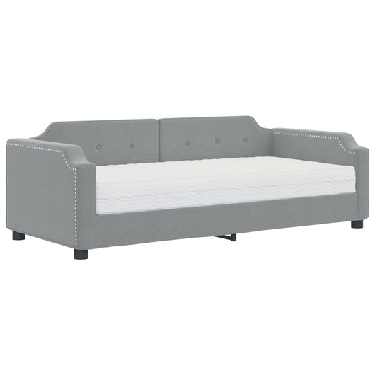Divano Letto con Materasso-Sofa Letto-Daybed Grigio Chiaro 90x190 cm in Tessuto 739976