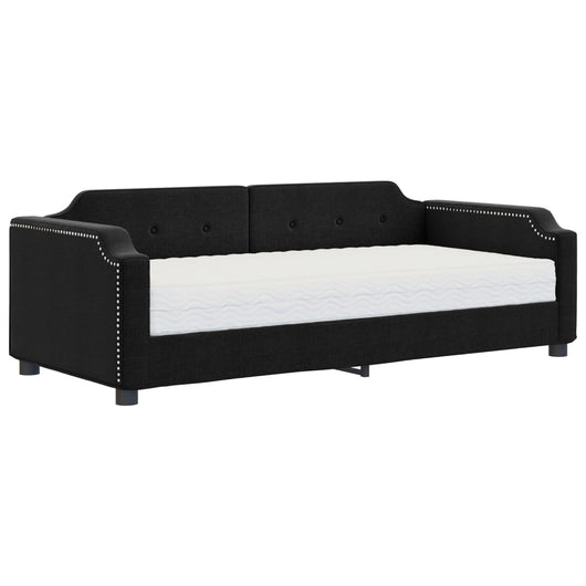 Divano Letto con Materasso Nero 90x190 cm in Tessuto