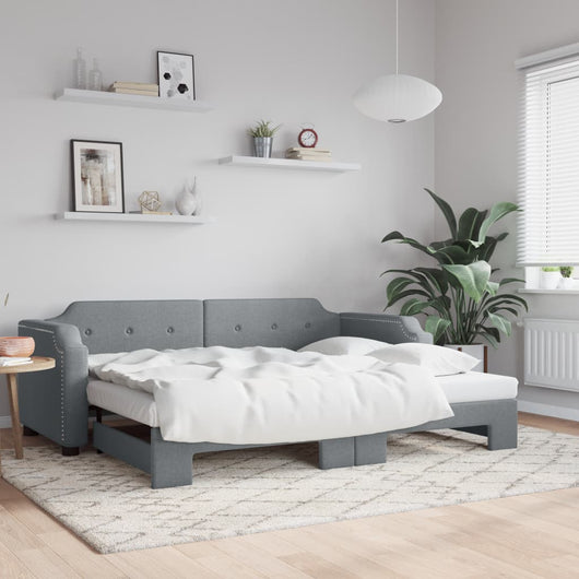 Divano Letto con Letto Estraibile-Sofa Letto-Daybed Grigio Chiaro 90x200 Tessuto 850006