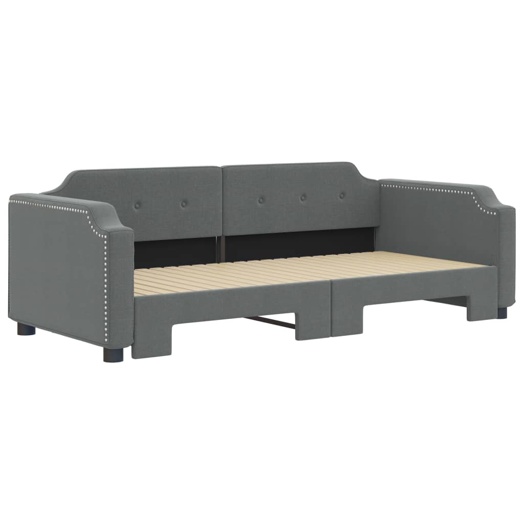 Divano Letto con Letto Estraibile Grigio Scuro 90x200cm Tessuto 3197635