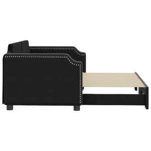 Divano Letto con Letto Estraibile Nero 90x190 cm in Tessuto