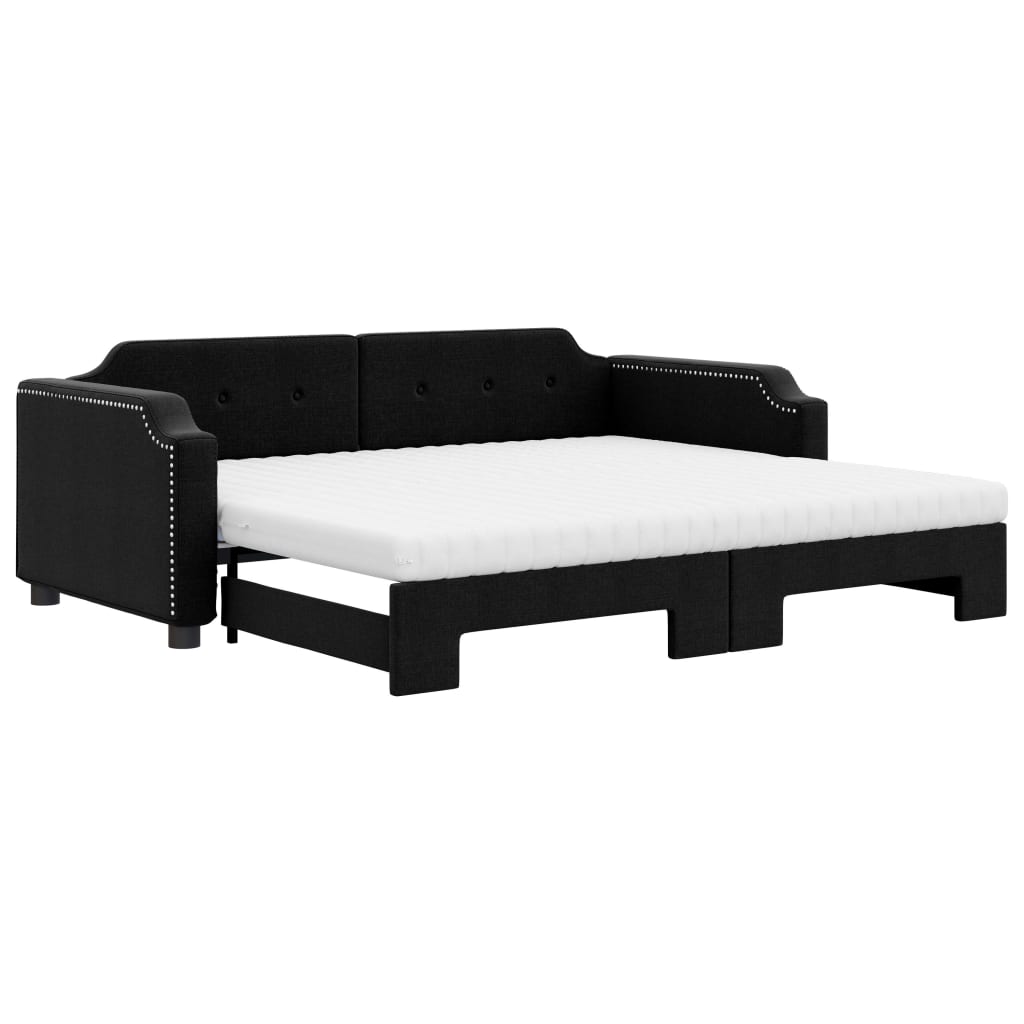 Divano Letto Estraibile con Materassi Nero 80x200 cm Tessuto 3197649