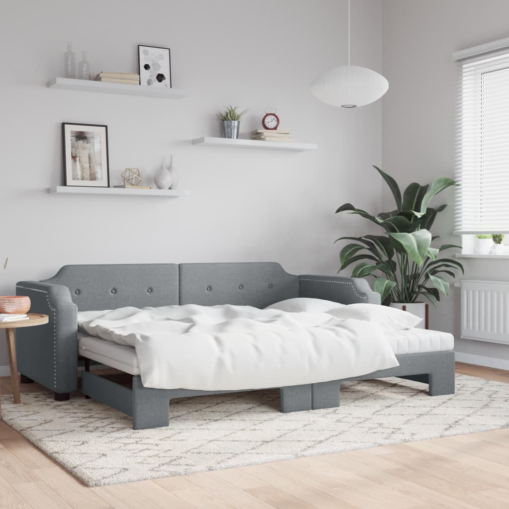 Divano Letto Estraibile Materassi Grigio Chiaro 90x200 Tessutocod mxl 106634