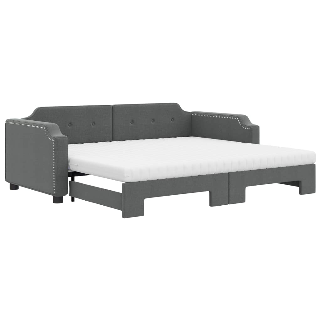 vidaXL Divano Letto Estraibile Materassi Grigio Scuro 90x200cm Tessuto