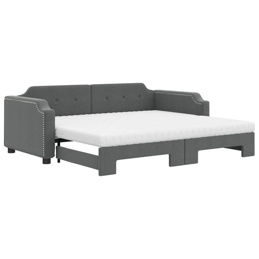 vidaXL Divano Letto Estraibile Materassi Grigio Scuro 90x200cm Tessuto