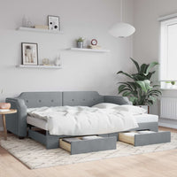 Divano Letto Estraibile Cassetti-Sofa Letto-Daybed Grigio Chiaro 80x200cm Tessuto 210879