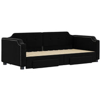 Divano Letto Estraibile con Cassetti Nero 80x200 cm in Tessuto