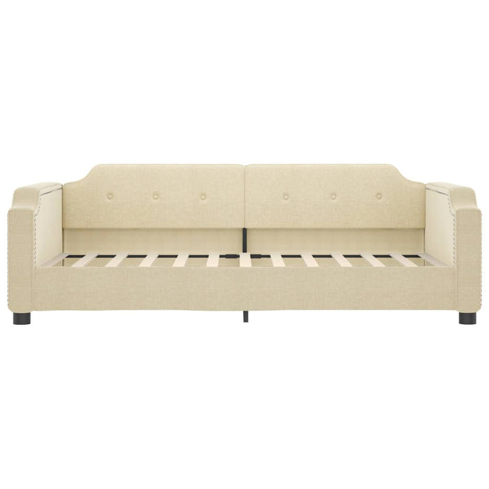 Divano Letto Estraibile con Cassetti Crema 90x200 cm in Tessuto