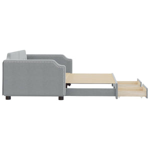Divano Letto Estraibile Cassetti Grigio Chiaro 100x200 Tessuto 3197675