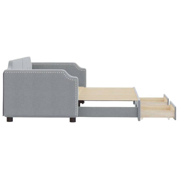 Divano Letto Estraibile Cassetti Grigio Chiaro 90x190cm Tessuto