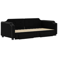 Divano Letto Estraibile con Cassetti Nero 90x190 cm in Tessuto