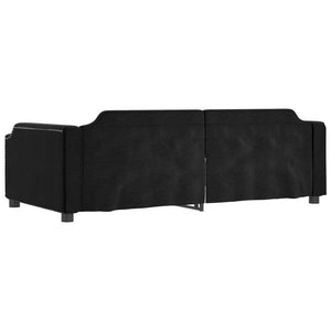 Divano Letto Estraibile con Cassetti Nero 90x190 cm in Tessuto