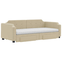 Divano Letto Estraibile con Cassetti Crema 90x200 cm in Tessuto 3197692