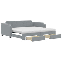 Divano Letto Estraibile Cassetti Grigio Chiaro 100x200 Tessuto 3197693