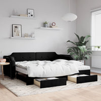 Divano Letto Estraibile con Cassetti Nero 100x200 cm in Tessutocod mxl 130648
