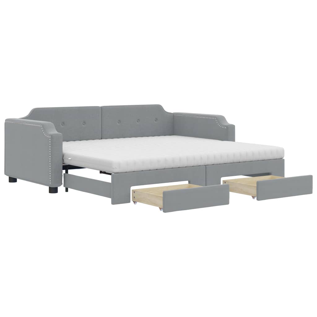 Divano Letto Estraibile Cassetti Grigio Chiaro 90x190cm Tessuto 3197698