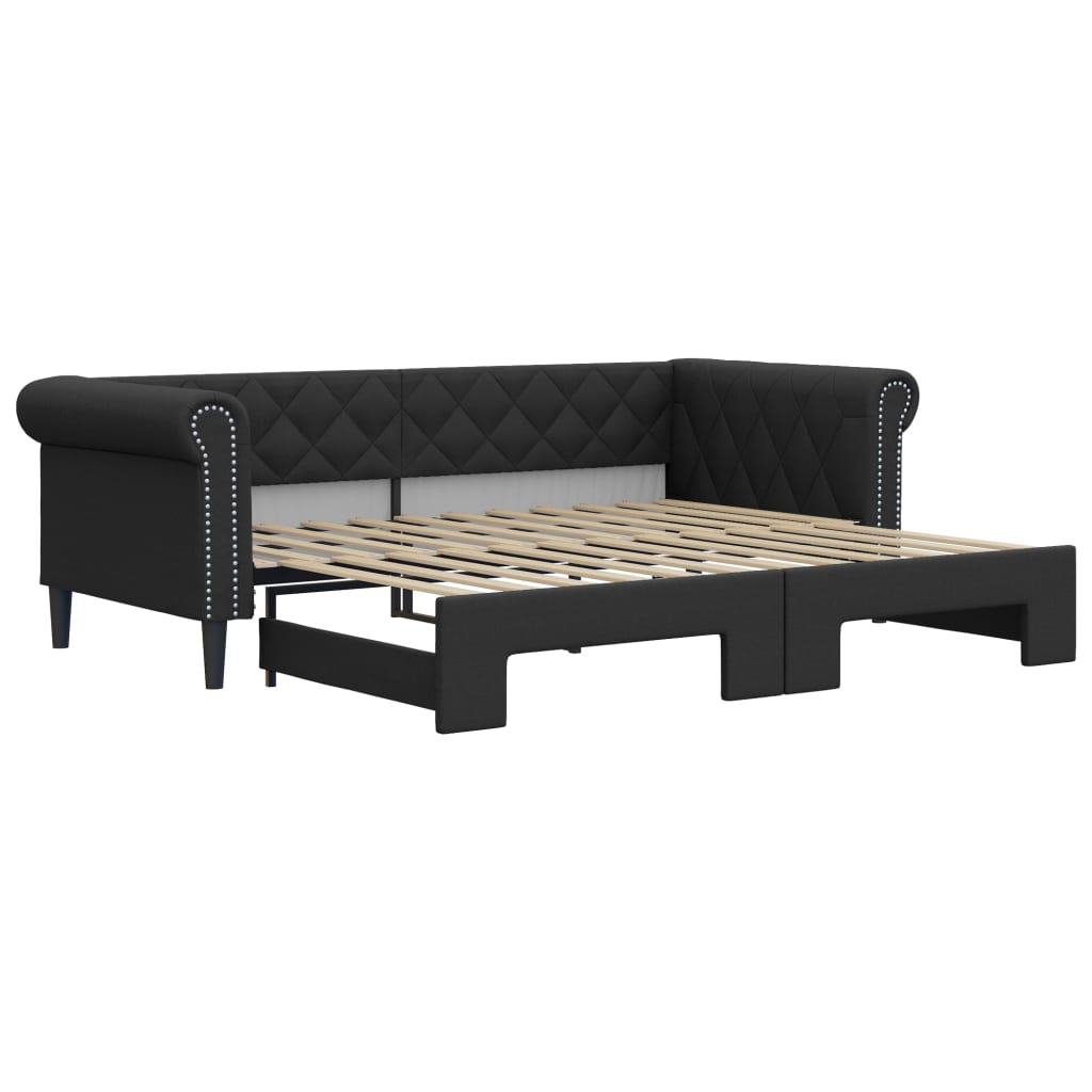 Divano Letto con Letto Estraibile-Sofa Letto-Daybed Nero 90x200 cm in Similpelle