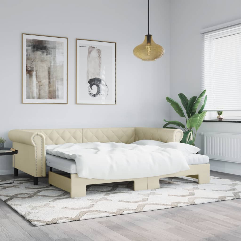 Divano Letto con Letto Estraibile Crema 90x200 cm in Similpellecod mxl 130594