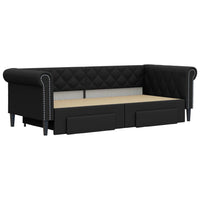 Divano Letto Estraibile con Cassetti Nero 90x200 cm Similpelle
