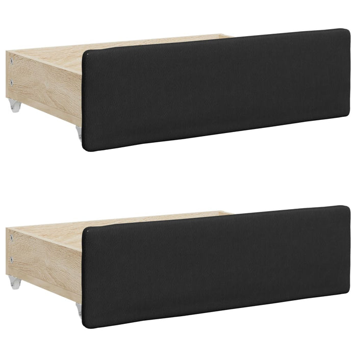 Divano Letto Estraibile con Cassetti Nero 90x200 cm Similpelle