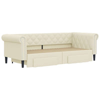 Divano Letto Estraibile con Cassetti Crema 90x200 cm Similpelle 3197733