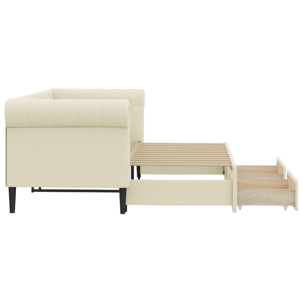 Divano Letto Estraibile con Cassetti Crema 90x200 cm Similpelle 3197733