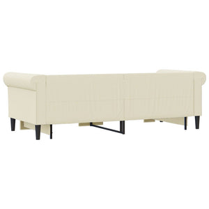 Divano Letto Estraibile con Cassetti Crema 90x200 cm Similpelle