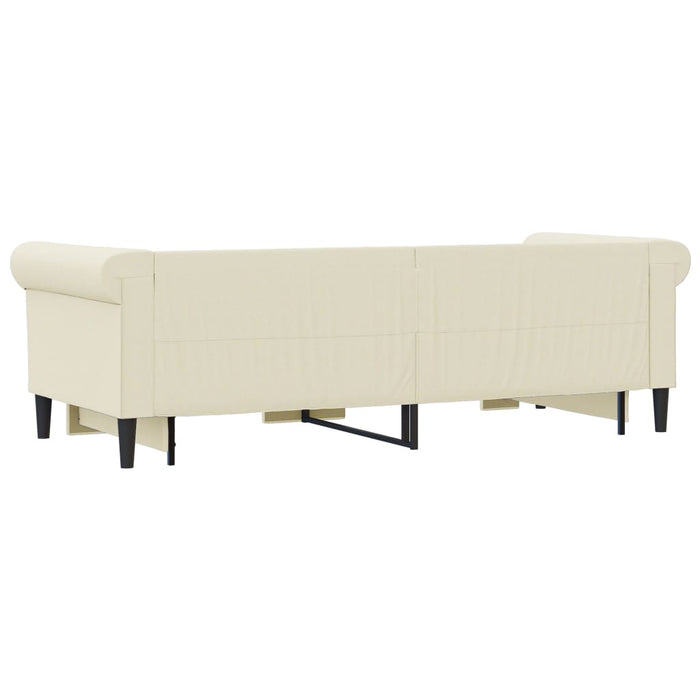 Divano Letto Estraibile con Cassetti Crema 90x200 cm Similpelle