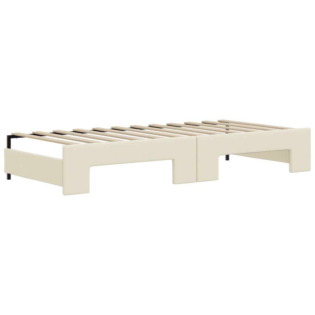 Divano Letto Estraibile con Cassetti Crema 90x200 cm Similpelle