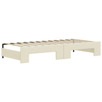 Divano Letto Estraibile con Cassetti Crema 90x200 cm Similpelle