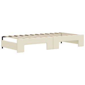 Divano Letto Estraibile con Cassetti Crema 90x200 cm Similpelle