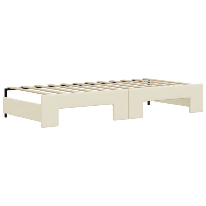 Divano Letto Estraibile con Cassetti Crema 90x200 cm Similpelle