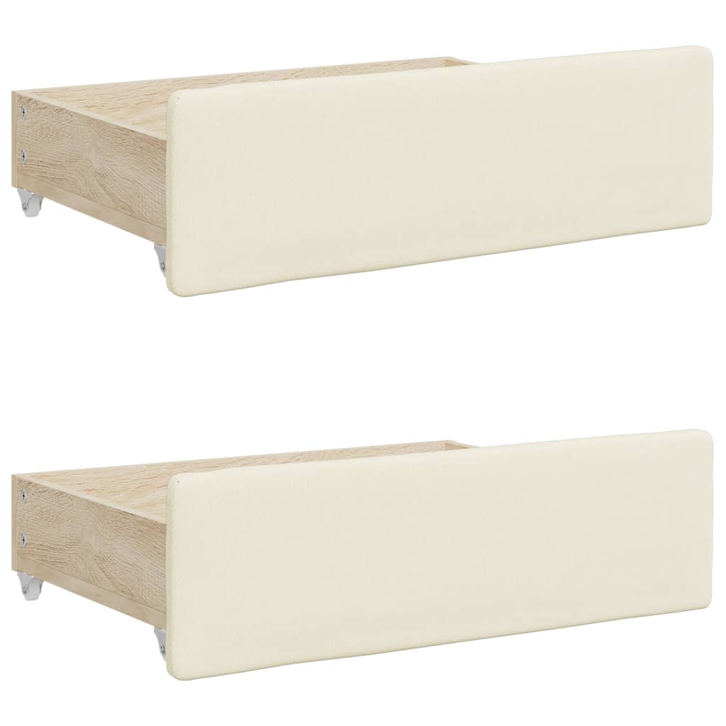 Divano Letto Estraibile con Cassetti Crema 90x200 cm Similpelle 3197733