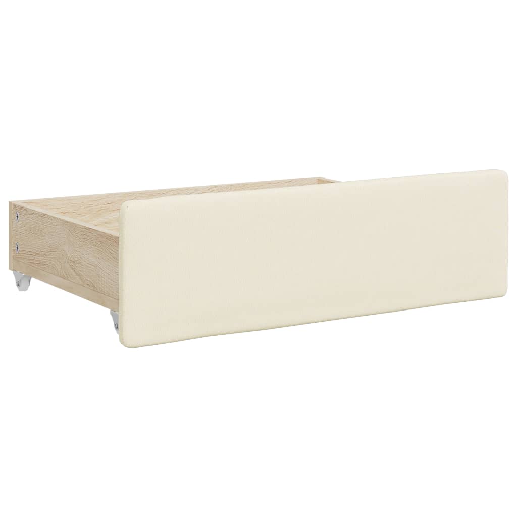 Divano Letto Estraibile con Cassetti Crema 90x200 cm Similpelle 3197733