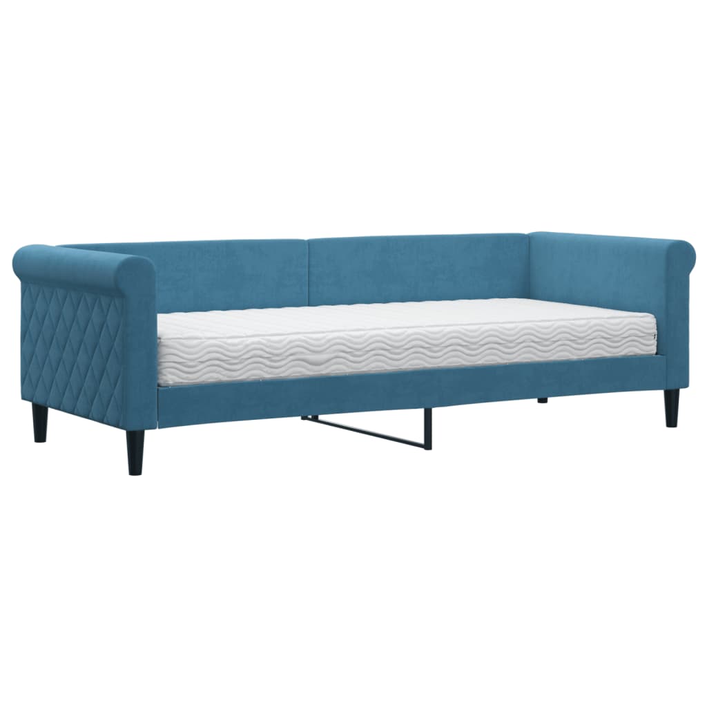 Divano Letto con Materasso-Sofa Letto-Daybed Blu 80x200 cm in Velluto 604410