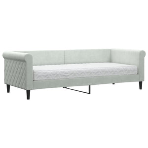 Divano Letto con Materasso-Sofa Letto-Daybed Grigio Chiaro 80x200 cm in Velluto 229461