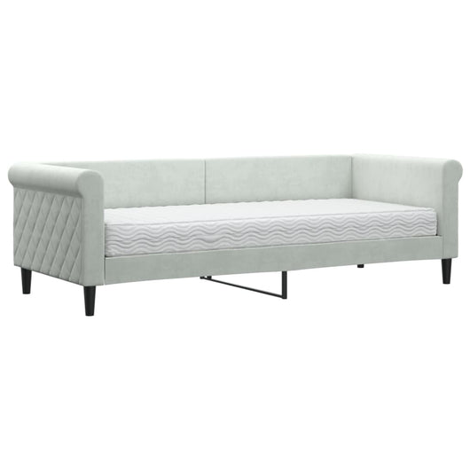 Divano Letto con Materasso-Sofa Letto-Daybed Grigio Chiaro 80x200 cm in Velluto 229461