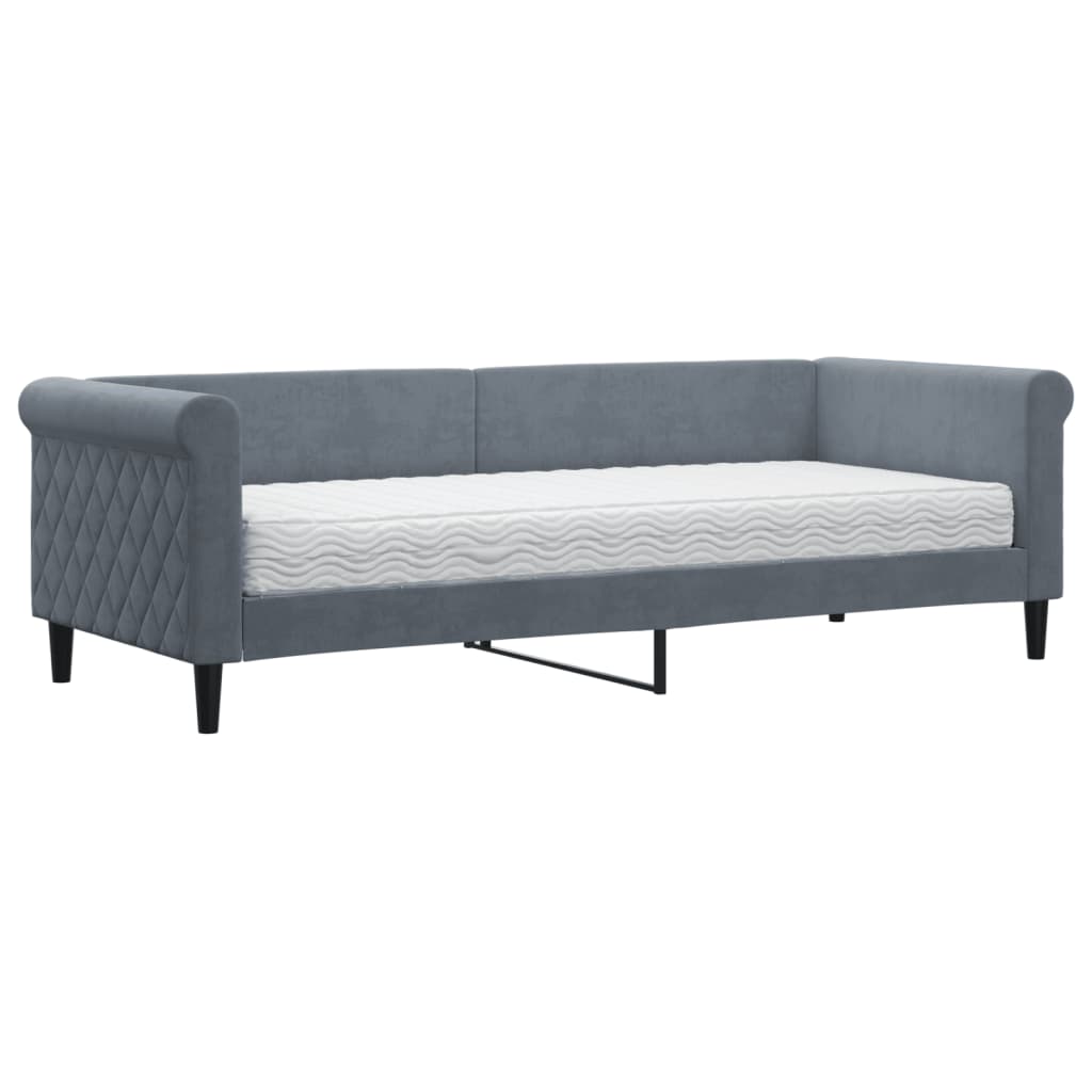 Divano Letto con Materasso-Sofa Letto-Daybed Grigio Scuro 80x200 cm in Velluto 362625
