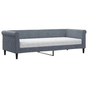 Divano Letto con Materasso-Sofa Letto-Daybed Grigio Scuro 80x200 cm in Velluto 362625