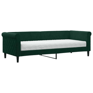 Divano Letto con Materasso-Sofa Letto-Daybed Verde Scuro 80x200 cm in Velluto 496602