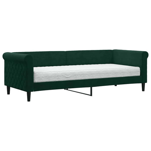 Divano Letto con Materasso-Sofa Letto-Daybed Verde Scuro 80x200 cm in Velluto 496602
