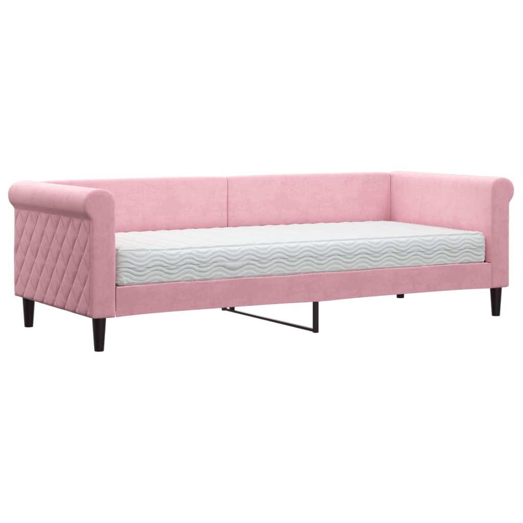 Divano Letto con Materasso Rosa 80x200 cm in Velluto
