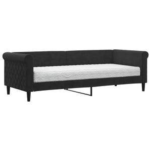 Divano Letto con Materasso-Sofa Letto-Daybed Nero 80x200 cm in Velluto 303863