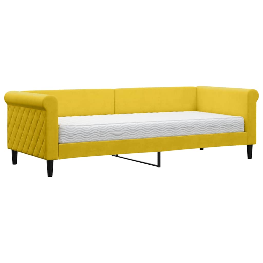 Divano Letto con Materasso-Sofa Letto-Daybed Giallo 80x200 cm in Velluto 264989