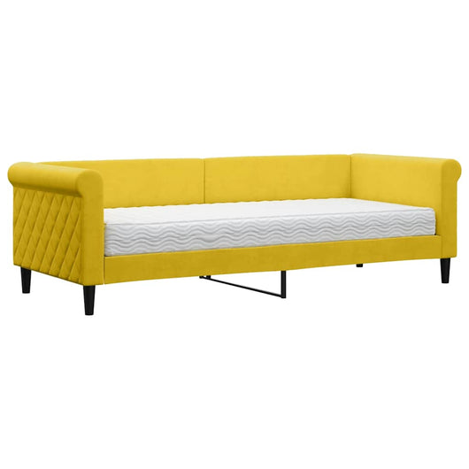 Divano Letto con Materasso-Sofa Letto-Daybed Giallo 80x200 cm in Velluto 264989