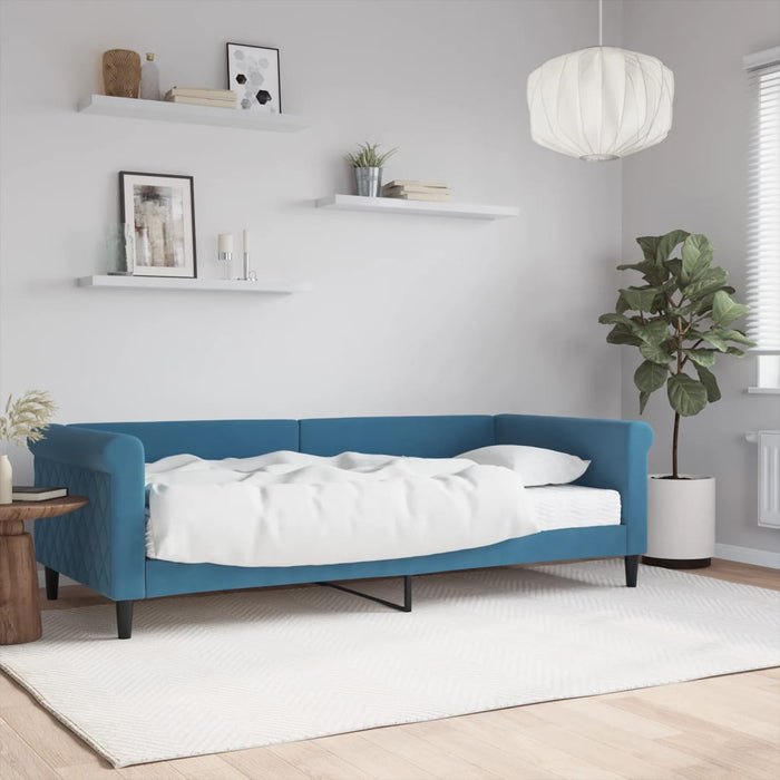 Divano Letto con Materasso-Sofa Letto-Daybed Blu 90x200 cm in Velluto 407350