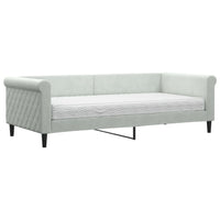 Divano Letto con Materasso-Sofa Letto-Daybed Grigio Chiaro 90x200 cm in Velluto 672446