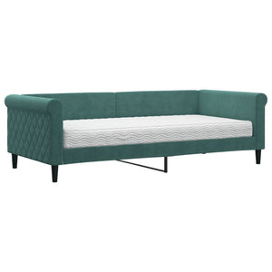 Divano Letto con Materasso Verde Scuro 90x200 cm in Velluto 3197749