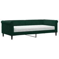 Divano Letto con Materasso-Sofa Letto-Daybed Verde Scuro 90x200 cm in Velluto 914148