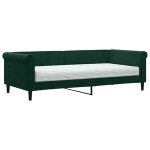 Divano Letto con Materasso-Sofa Letto-Daybed Verde Scuro 90x200 cm in Velluto 914148